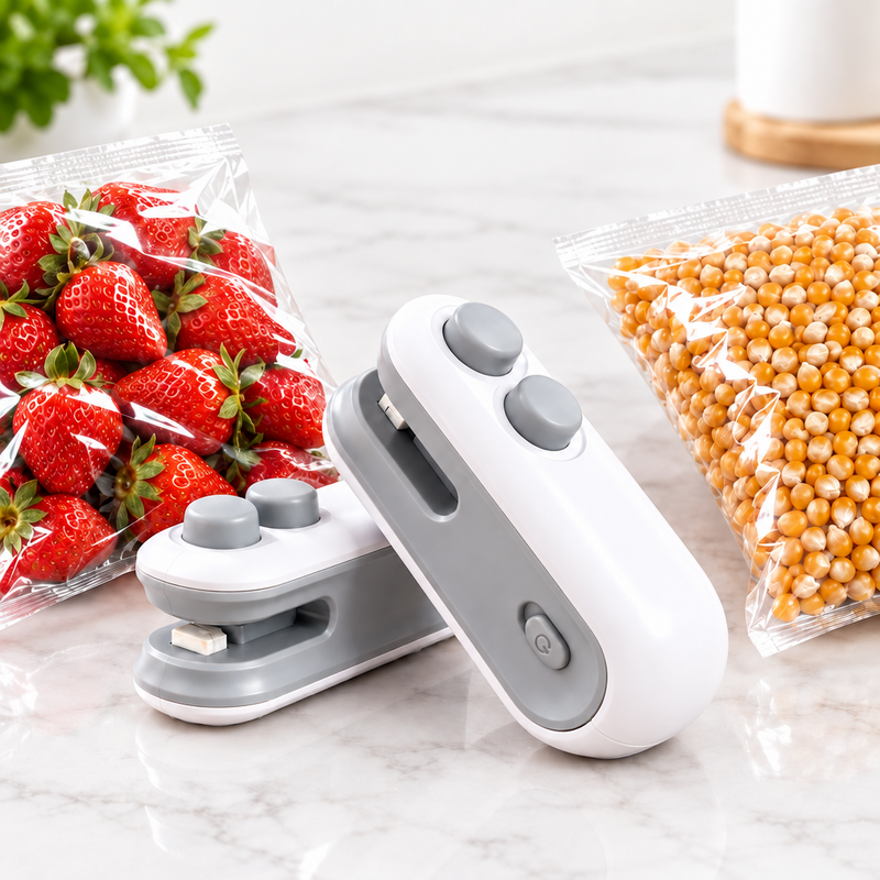 Mini Seladora Recarregável 2 em 1 – Mantenha Seus Alimentos Frescos por Muito Mais Tempo