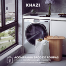 Cesto De Roupa Suja Bambu 72 Litros Lavanderia Com Tampa e Alças Forrado Grande Organizador Banheiro