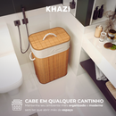 Cesto De Roupa Suja Bambu 72 Litros Lavanderia Com Tampa e Alças Forrado Grande Organizador Banheiro