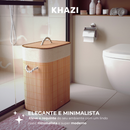 Cesto De Roupa Suja Bambu 72 Litros Lavanderia Com Tampa e Alças Forrado Grande Organizador Banheiro