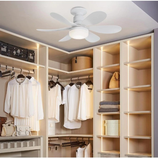 Ventilador De Teto Wind Light Silent Controle Remoto Lâmpada Led 60W Silenciosa 6 Folhas