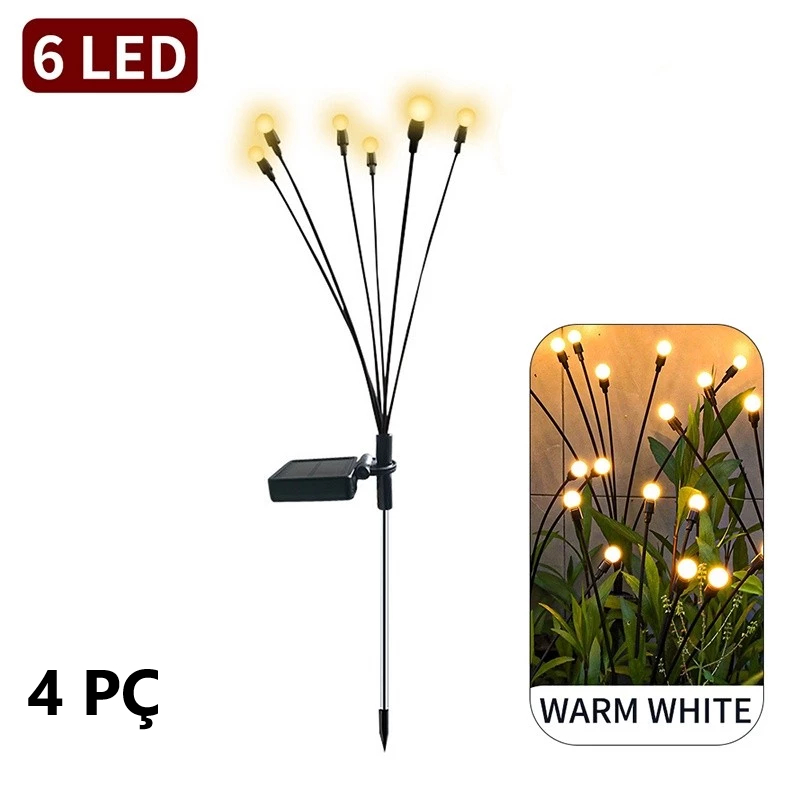 Kit Luminária Solar LED Vagalume Firefly – À Prova d’Água • Jardim • Mudança de Cor • Energia Solar