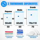 Kit 10 Saco a Vácuo + Bomba Elétrica 110v 220v Organização de Roupas Mala Viagem Guarda Roupas