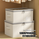 Caixa de armazenamento multifuncional de algodão e linho com capa transparente