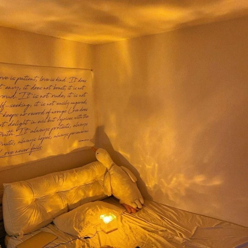 Projector Luz Nocturna Criativa De Ondulação De Água Acrílica Rotativa Lâmpada De Iluminação Com Cristal De Onda Marinha