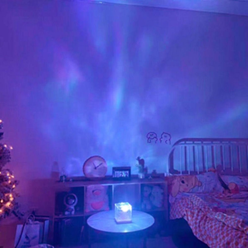 Projector Luz Nocturna Criativa De Ondulação De Água Acrílica Rotativa Lâmpada De Iluminação Com Cristal De Onda Marinha