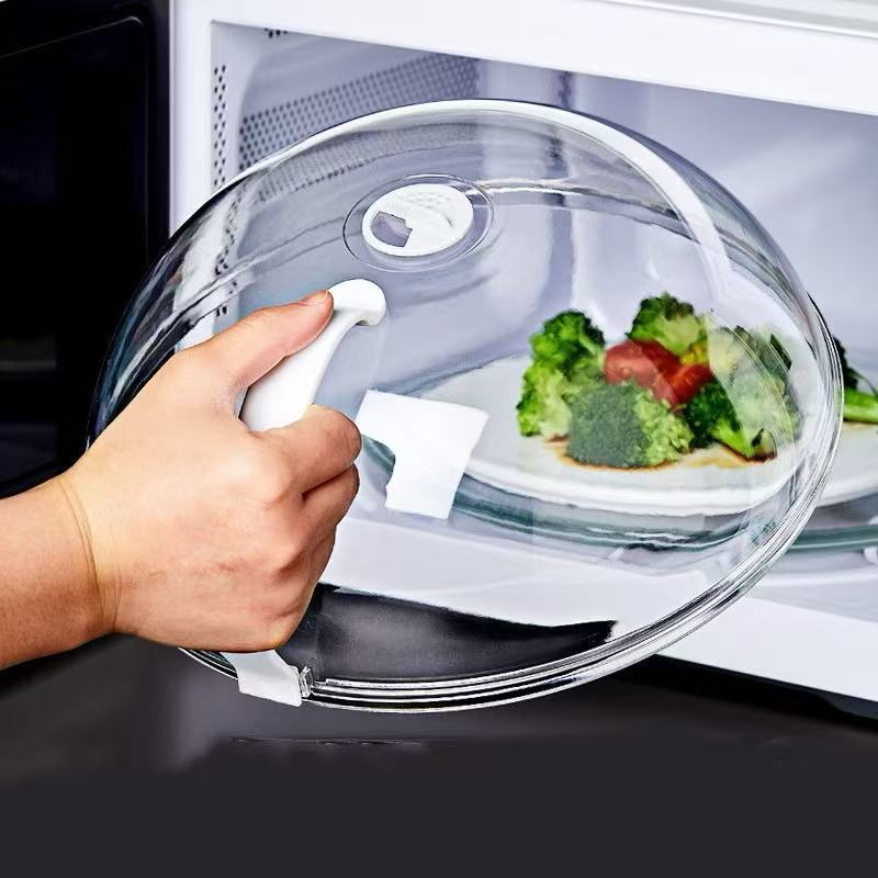 Tampa De Microondas Para Alimentos Com Válvula e Alça De Plastico 10x28cm Diâmetro