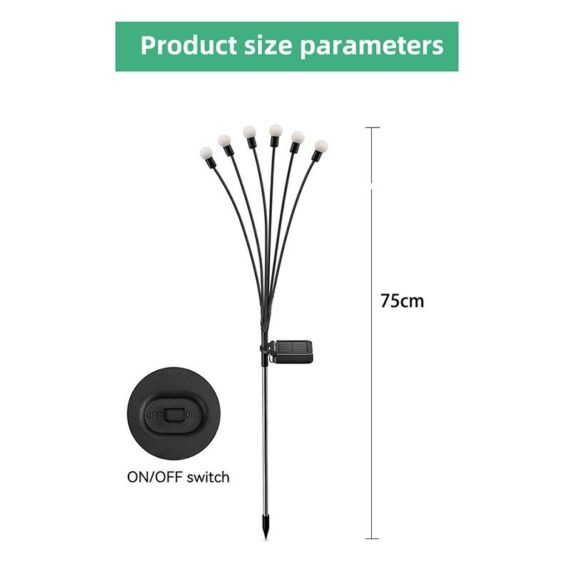 Kit Luminaria Solar Led Vagalume Para Jardim Luz Ao Ar Livre À Prova D'água Mudança De Cor Firefly