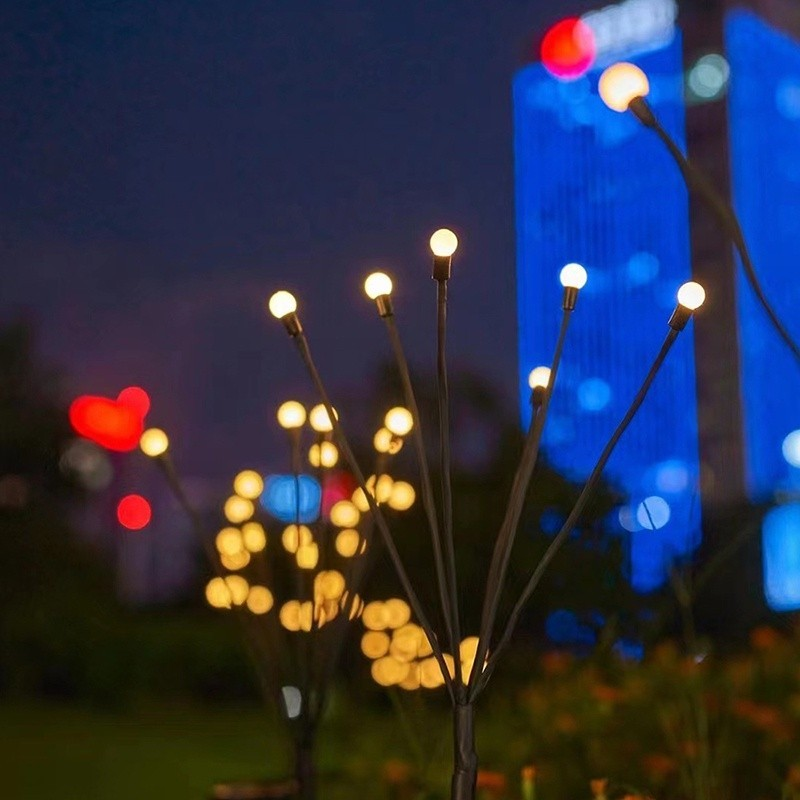 Kit Luminaria Solar Led Vagalume Para Jardim Luz Ao Ar Livre À Prova D'água Mudança De Cor Firefly