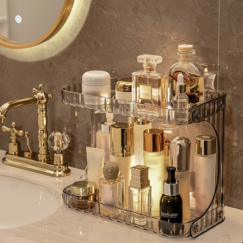 ANA 1108 Organizador Prateleira Diamante Acrílico Porta Maquiagem Beleza linhas