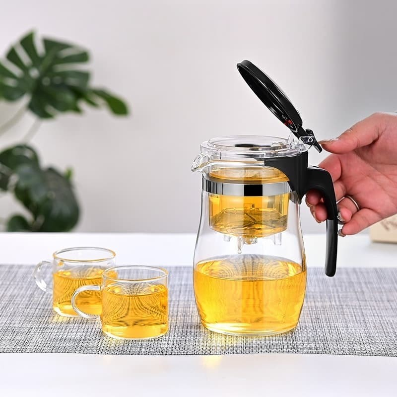 Chaleira Bule Jarra de Vidro 900ML Para Chá Com Infusor Reutilizável